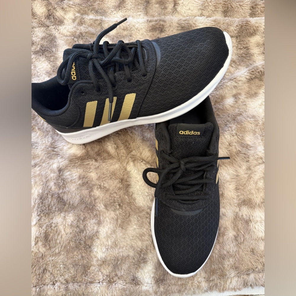 adidas Black and Gold Mesh Women’s Cloudfoam Comfort Shoes